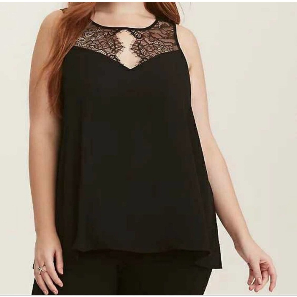 Torrid Black Lace Inset Georgette Tank / Size 1X